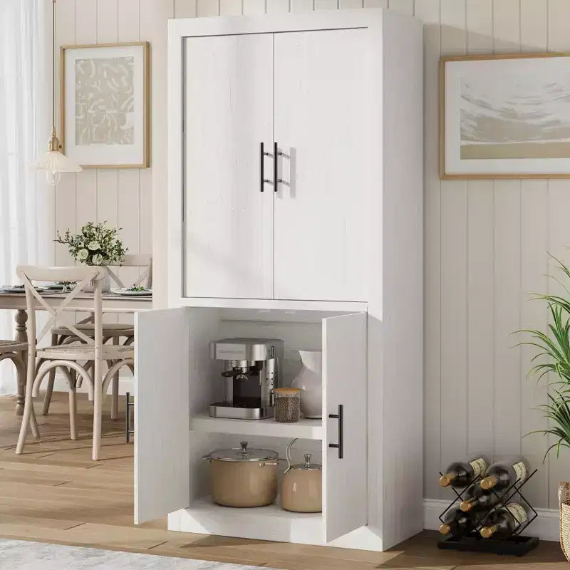 Coolmee Grand garde-manger de cuisine, armoire de rangement avec 2 portes et étagères réglables, buffet de garde-manger et grand espace de rangement pour salle à manger et salon