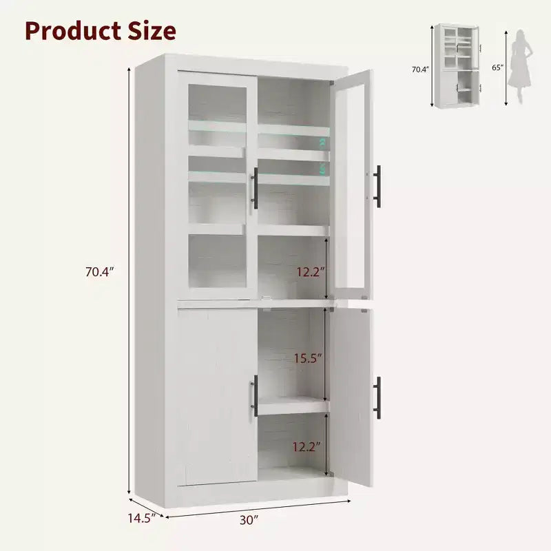 Coolmee Grand garde-manger de cuisine, armoire de rangement avec 2 portes et étagères réglables, buffet de garde-manger et grand espace de rangement pour salle à manger et salon