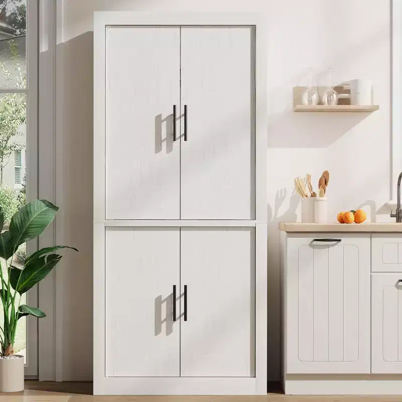 Coolmee Grand garde-manger de cuisine, armoire de rangement avec 2 portes et étagères réglables, buffet de garde-manger et grand espace de rangement pour salle à manger et salon