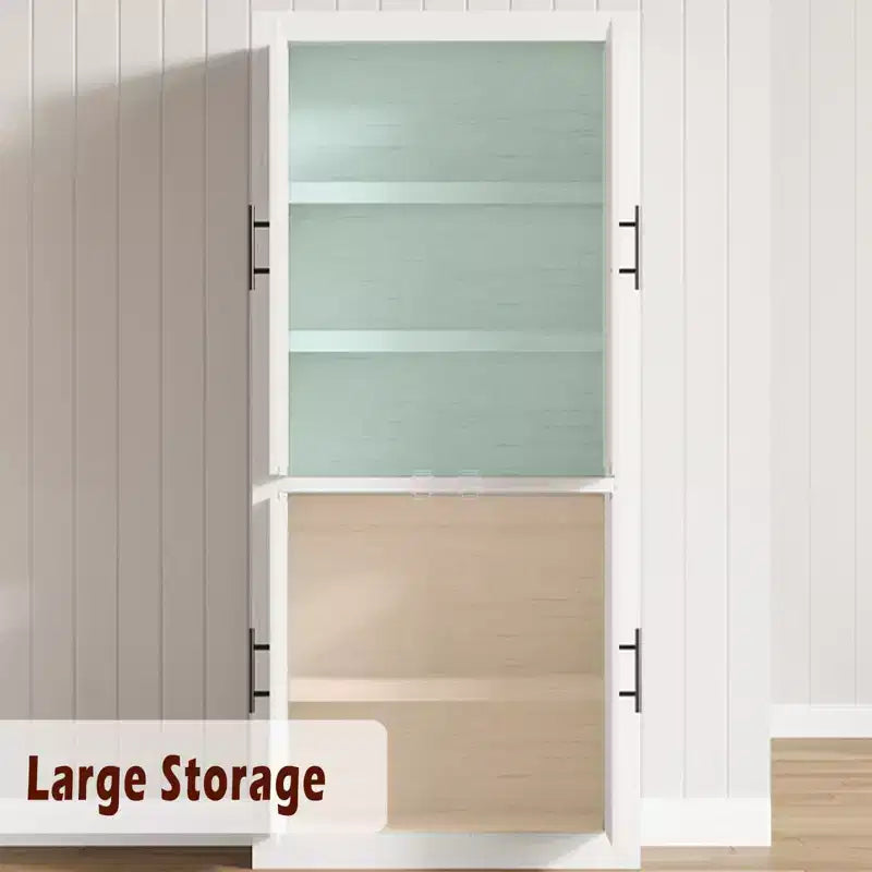Coolmee Grand garde-manger de cuisine, armoire de rangement avec 2 portes et étagères réglables, buffet de garde-manger et grand espace de rangement pour salle à manger et salon