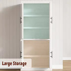 Coolmee Grand garde-manger de cuisine, armoire de rangement avec 2 portes et étagères réglables, buffet de garde-manger et grand espace de rangement pour salle à manger et salon