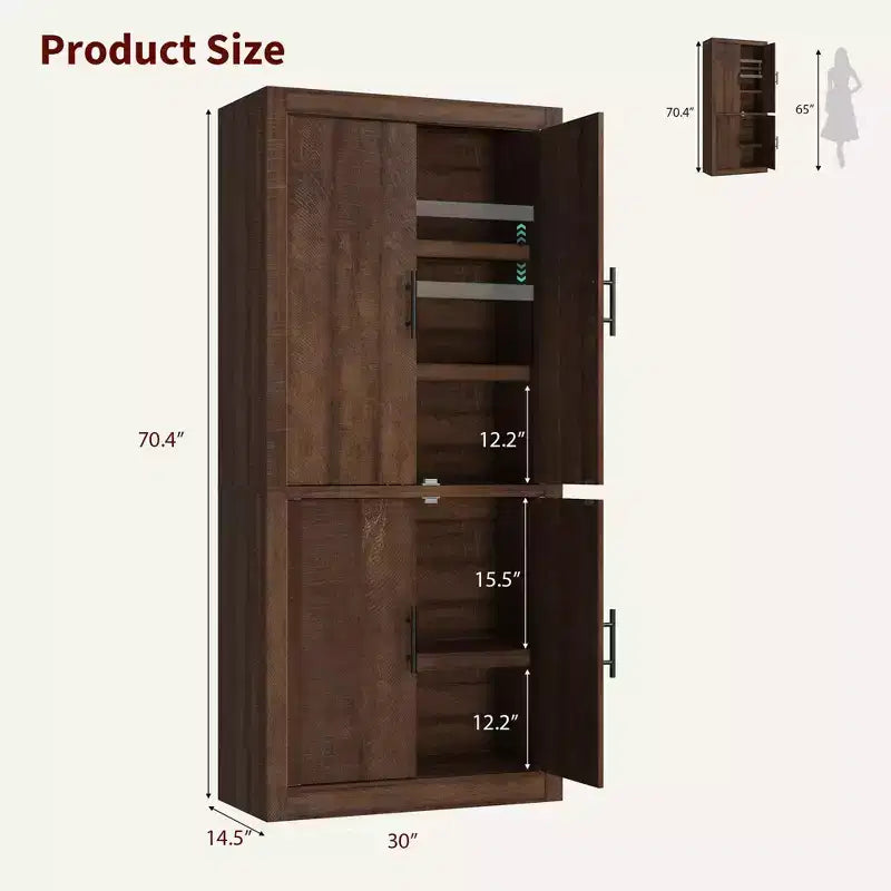 Coolmee Grand garde-manger de cuisine, armoire de rangement avec 2 portes et étagères réglables, buffet de garde-manger et grand espace de rangement pour salle à manger et salon