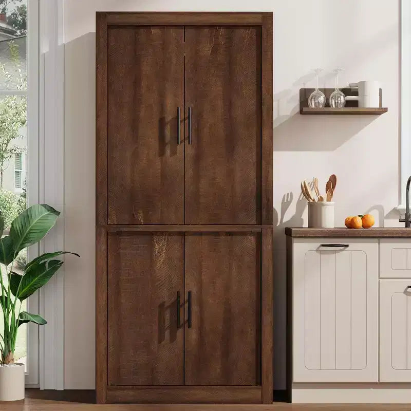 Coolmee Grand garde-manger de cuisine, armoire de rangement avec 2 portes et étagères réglables, buffet de garde-manger et grand espace de rangement pour salle à manger et salon