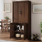 Coolmee Grand garde-manger de cuisine, armoire de rangement avec 2 portes et étagères réglables, buffet de garde-manger et grand espace de rangement pour salle à manger et salon