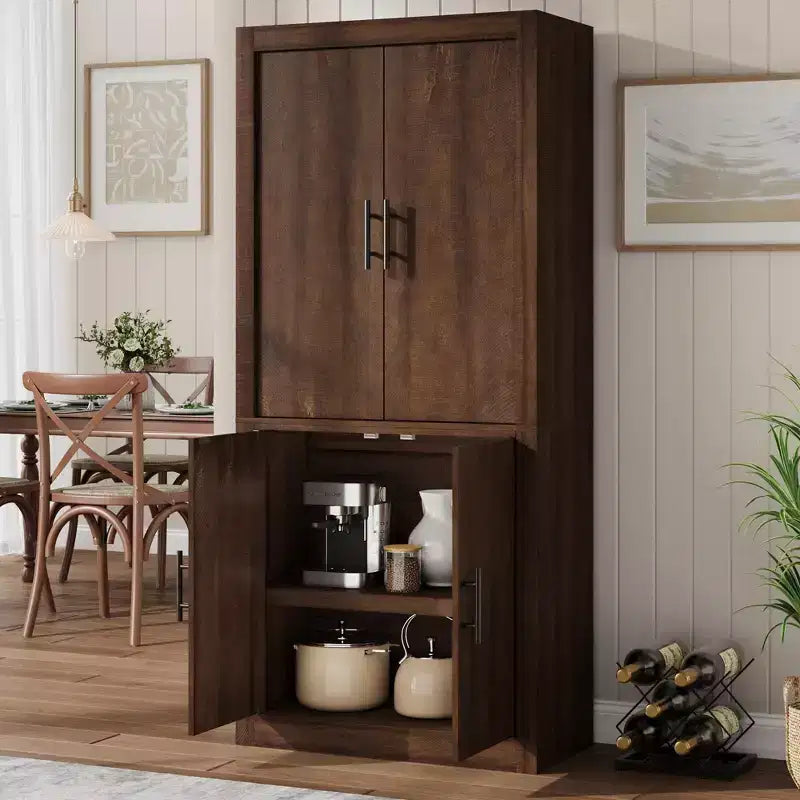 Coolmee Grand garde-manger de cuisine, armoire de rangement avec 2 portes et étagères réglables, buffet de garde-manger et grand espace de rangement pour salle à manger et salon