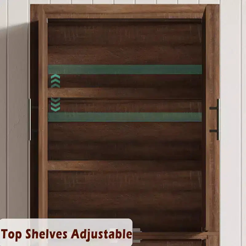 Coolmee Grand garde-manger de cuisine, armoire de rangement avec 2 portes et étagères réglables, buffet de garde-manger et grand espace de rangement pour salle à manger et salon