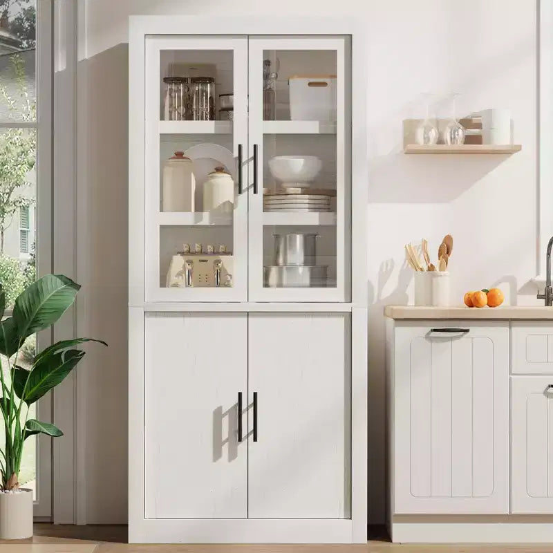 Coolmee Grand garde-manger de cuisine, armoire de rangement avec 2 portes et étagères réglables, buffet de garde-manger et grand espace de rangement pour salle à manger et salon