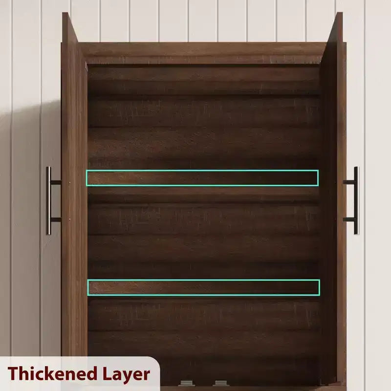 Coolmee Grand garde-manger de cuisine, armoire de rangement avec 2 portes et étagères réglables, buffet de garde-manger et grand espace de rangement pour salle à manger et salon
