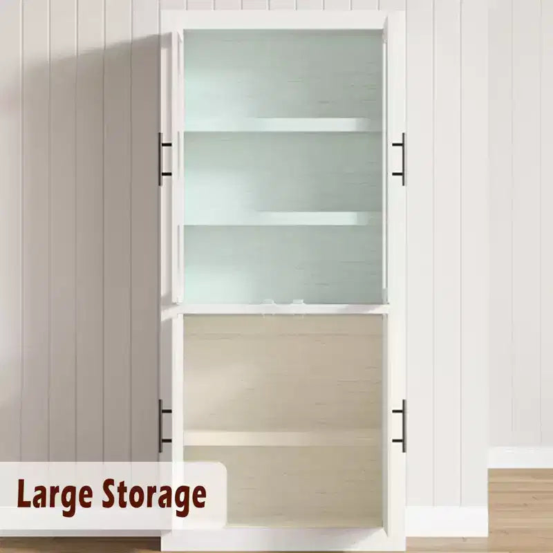 Coolmee Grand garde-manger de cuisine, armoire de rangement avec 2 portes et étagères réglables, buffet de garde-manger et grand espace de rangement pour salle à manger et salon