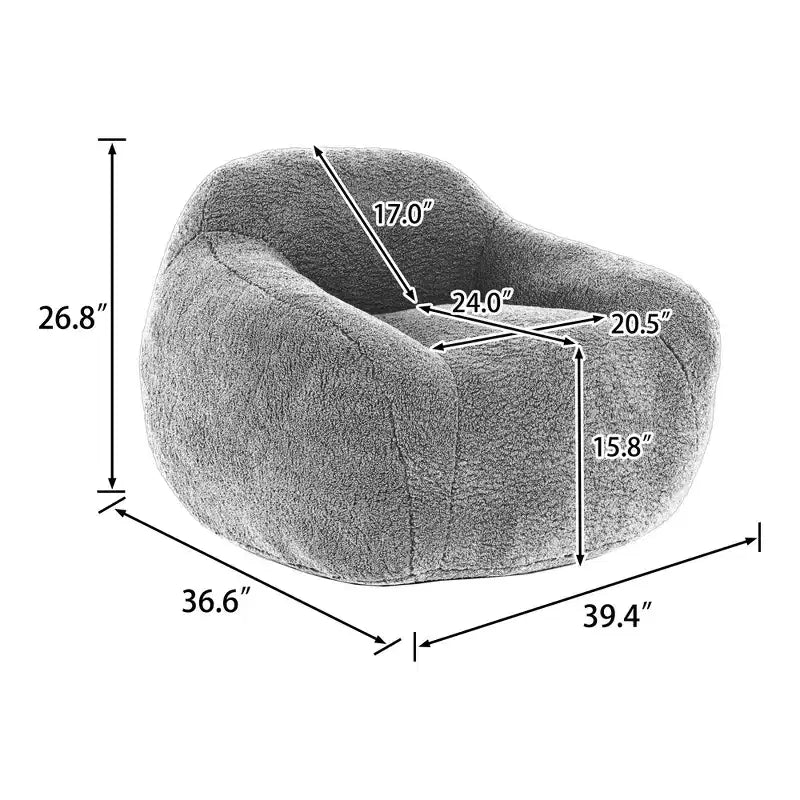 Divano pouf Okak Comfy Teddy con braccioli, poltrona a sacco morbida con memory foam, divano futon trapuntato per soggiorno, camera da letto