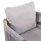 Christopher Knight Home Corin Set da Pranzo Rustico da Esterno 7 Pezzi in Legno di Acacia con Corda Intrecciata, Tavolo a Doghe e Cuscini