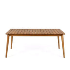 Christopher Knight Home Corin Set da Pranzo Rustico da Esterno 7 Pezzi in Legno di Acacia con Corda Intrecciata, Tavolo a Doghe e Cuscini