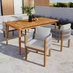 Christopher Knight Home Corin Elara Set da pranzo da 5 pezzi in legno di acacia con corda intrecciata, tavolo a doghe e cuscini