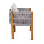 Christopher Knight Home Corin Elara Set da pranzo da 5 pezzi in legno di acacia con corda intrecciata, tavolo a doghe e cuscini