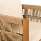 Christopher Knight Home Corin Elara Set da pranzo da 5 pezzi in legno di acacia con corda intrecciata, tavolo a doghe e cuscini