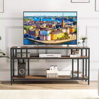 Mobile TV 58/65 per TV fino a 65/75, Centro di Intrattenimento Rustico con Ripiani a Giorno a 3 Livelli, Tavolo Consolle per Media