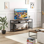 Mobile TV 58/65 per TV fino a 65/75, Centro di Intrattenimento Rustico con Ripiani a Giorno a 3 Livelli, Tavolo Consolle per Media