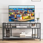 Mobile TV 58/65 per TV fino a 65/75, Centro di Intrattenimento Rustico con Ripiani a Giorno a 3 Livelli, Tavolo Consolle per Media