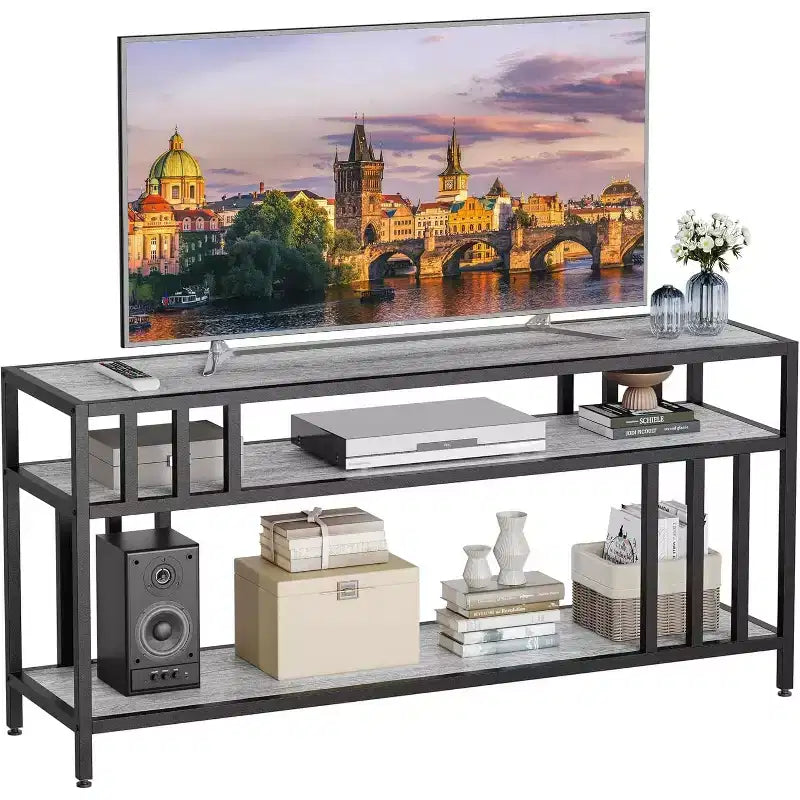 58/65 TV Stand for TV up to 65/75, Rustic Entertainment Center with 3-Tier Open Shelves, Media Console Table