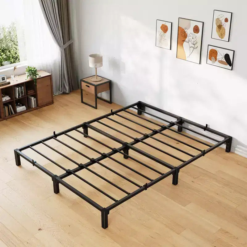 800 Lbs Sturdy Metal Platform with Durable Iron Slat Support and Legs, Easy Assembly, Storage Space Under Bed, No Box Spring & Screws Needed