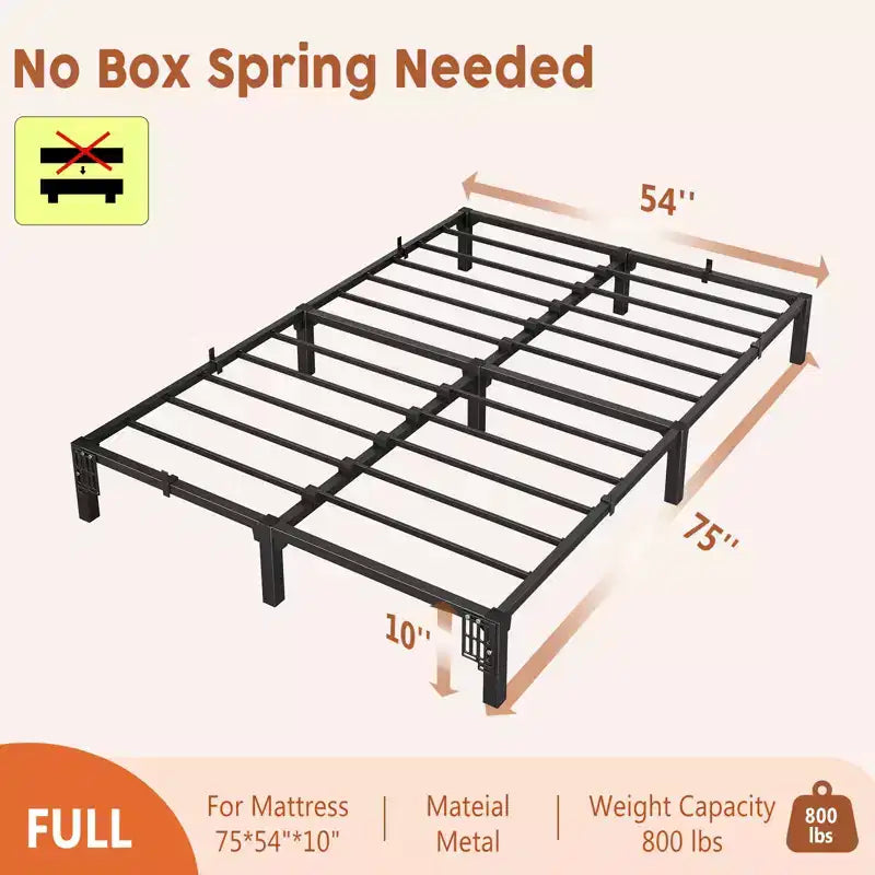 Piattaforma in metallo robusta da 360 kg con resistenti doghe e gambe in ferro, facile da montaggio, spazio contenitivo sotto il letto, nessun box spring e viti necessarie