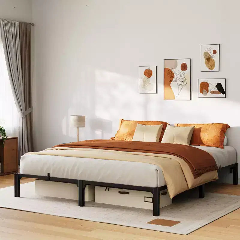 Piattaforma in metallo robusta da 360 kg con resistenti doghe e gambe in ferro, facile da montaggio, spazio contenitivo sotto il letto, nessun box spring e viti necessarie
