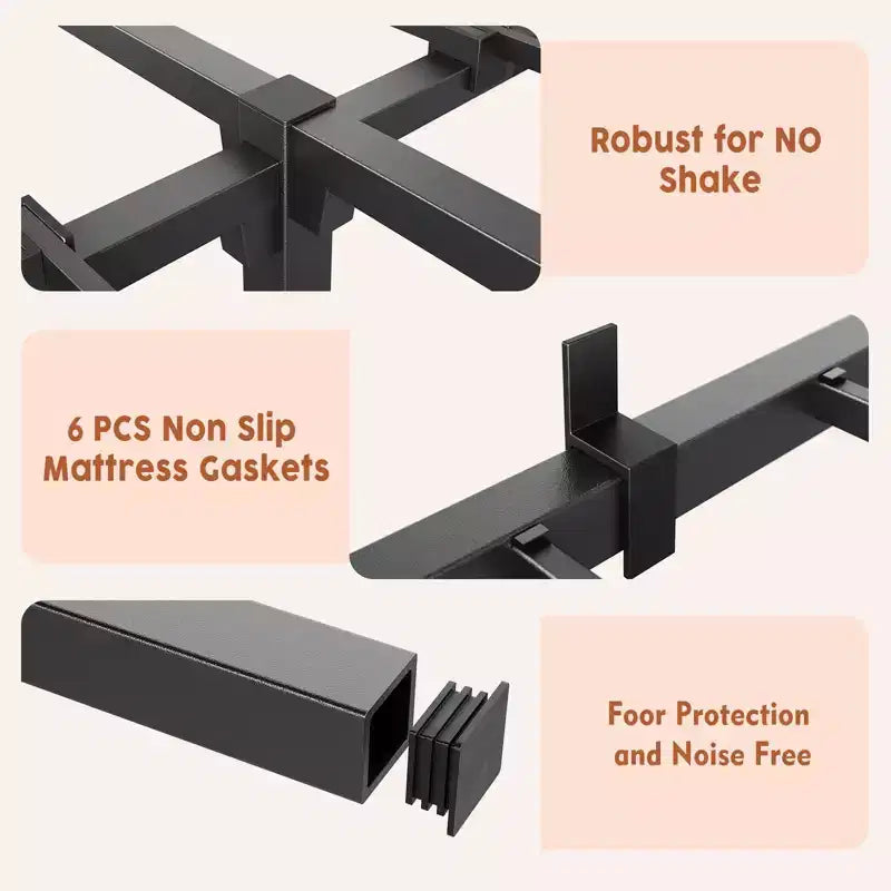 Piattaforma in metallo robusta da 360 kg con resistenti doghe e gambe in ferro, facile da montaggio, spazio contenitivo sotto il letto, nessun box spring e viti necessarie