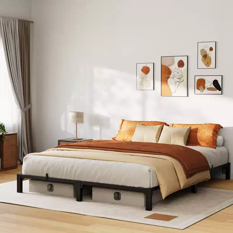 Piattaforma in metallo robusta da 360 kg con resistenti doghe e gambe in ferro, facile da montaggio, spazio contenitivo sotto il letto, nessun box spring e viti necessarie