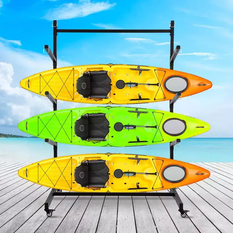 Rastrelliera per kayak, supporti per kayak resistenti per esterni, rastrelliera autoportante per kayak con ruote per kayak, canoe