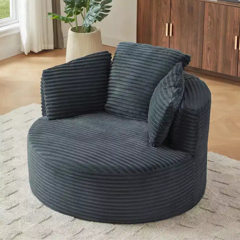 Fauteuil rond contemporain GDFStudio Lewiston en velours côtelé avec dossier rembourré