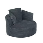 Fauteuil rond contemporain GDFStudio Lewiston en velours côtelé avec dossier rembourré