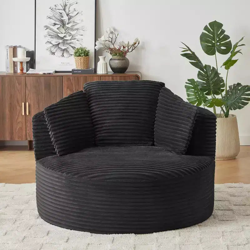 Fauteuil rond contemporain GDFStudio Lewiston en velours côtelé avec dossier rembourré