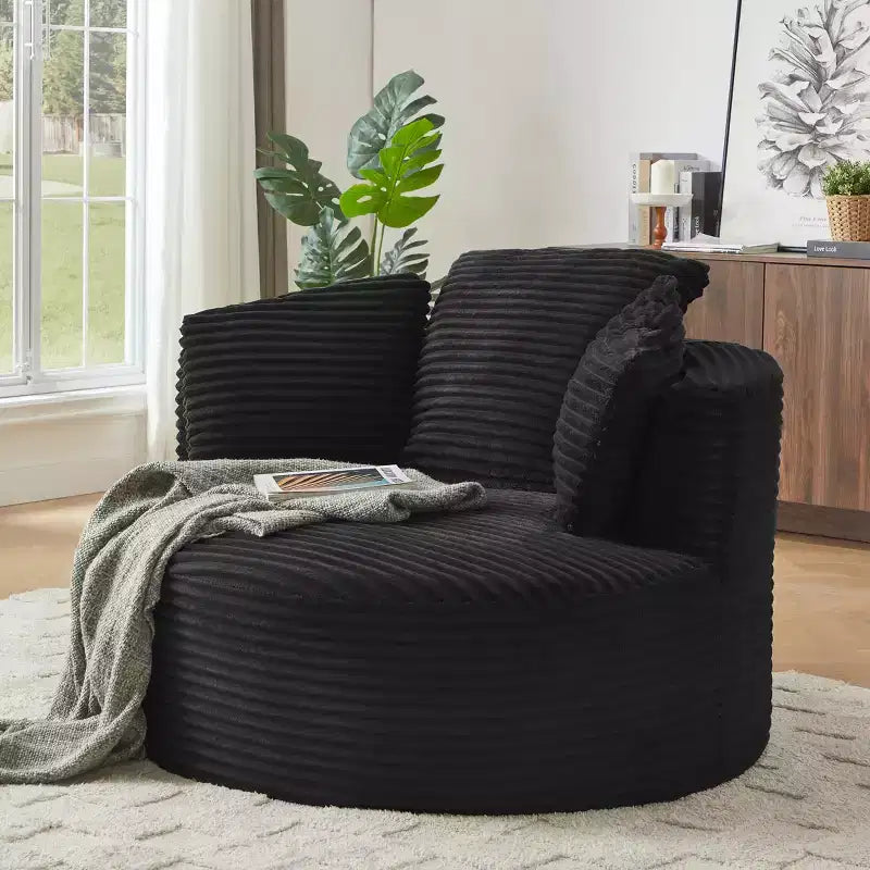 Fauteuil rond contemporain GDFStudio Lewiston en velours côtelé avec dossier rembourré