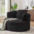 Fauteuil rond contemporain GDFStudio Lewiston en velours côtelé avec dossier rembourré
