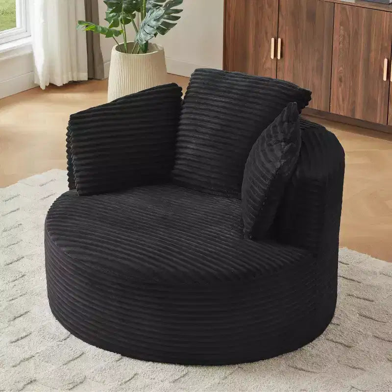 Fauteuil rond contemporain GDFStudio Lewiston en velours côtelé avec dossier rembourré
