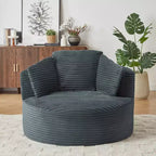 Fauteuil rond contemporain GDFStudio Lewiston en velours côtelé avec dossier rembourré