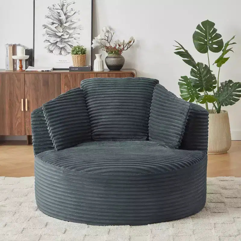 Fauteuil rond contemporain GDFStudio Lewiston en velours côtelé avec dossier rembourré