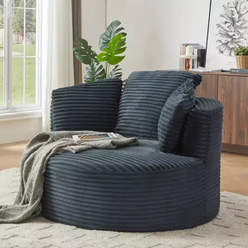 Fauteuil rond contemporain GDFStudio Lewiston en velours côtelé avec dossier rembourré