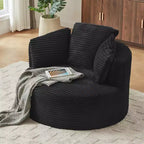GDFStudio Lewiston Contemporary Corduroy Upholstered Round Chair with Cushioned Backrest