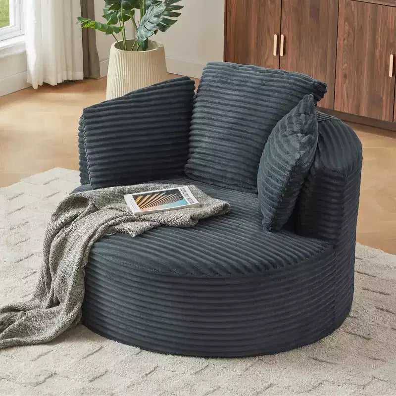 Fauteuil rond contemporain GDFStudio Lewiston en velours côtelé avec dossier rembourré