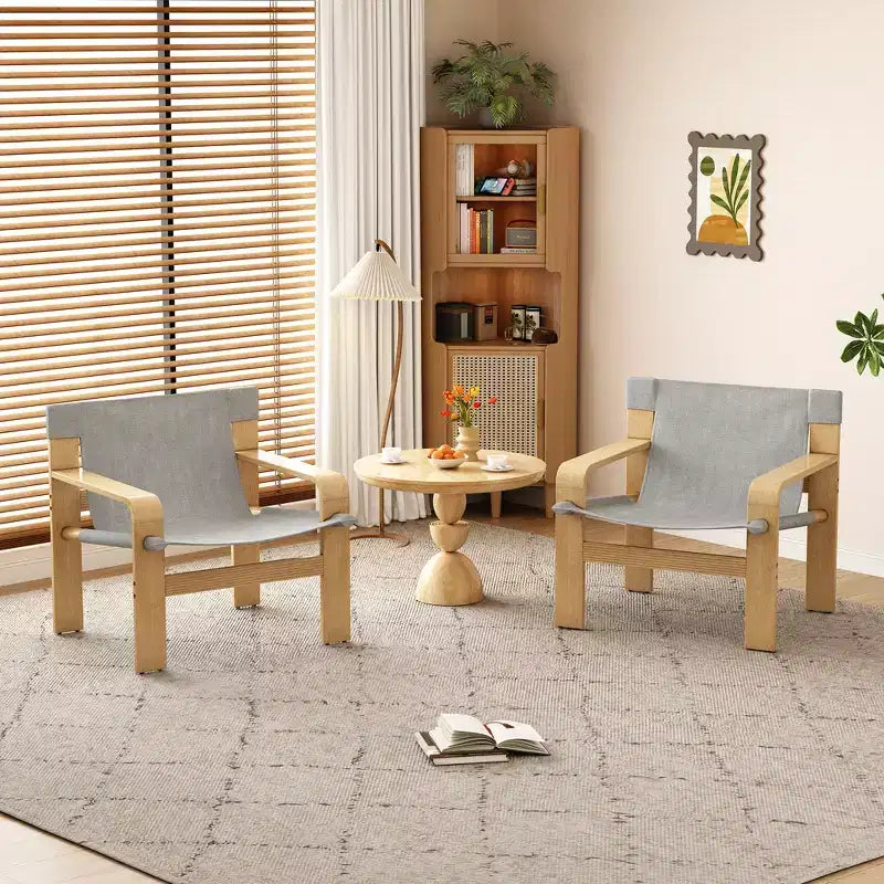 MAYEERTY Poltrona in rovere Poltrone moderne da salotto con struttura in legno massiccio per soggiorno, camera da letto, balcone