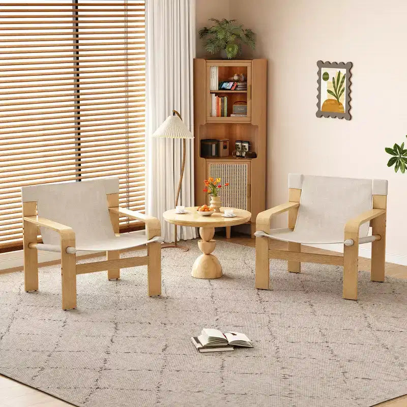 MAYEERTY Poltrona in rovere Poltrone moderne da salotto con struttura in legno massiccio per soggiorno, camera da letto, balcone