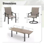 Captiva Designs Ensemble de salle à manger d'extérieur 7 pièces avec table extensible en acier et chaises avec accoudoirs en textilène marron