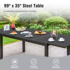 Captiva Designs Ensemble de salle à manger d'extérieur 7 pièces avec table extensible en acier et chaises avec accoudoirs en textilène marron