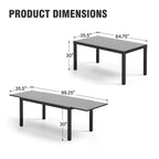 Captiva Designs Ensemble de salle à manger d'extérieur 7 pièces avec table extensible en acier et chaises avec accoudoirs en textilène marron