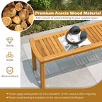 Costway Ensemble repas de jardin 6 pièces en bois d'acacia, table rectangulaire avec 4 chaises et un banc