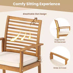 Costway Ensemble repas de jardin 6 pièces en bois d'acacia, table rectangulaire avec 4 chaises et un banc
