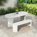 Christopher Knight Home Clara 2 Piece Modern Outdoor Concrete Terrazzo Dining Set