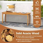 Costway Ensemble de salle à manger 6 pièces pour patio, table et bancs en bois d'acacia avec trou de parasol de 5 cm