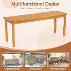 Costway Ensemble de salle à manger 6 pièces pour patio, table et bancs en bois d'acacia avec trou de parasol de 5 cm